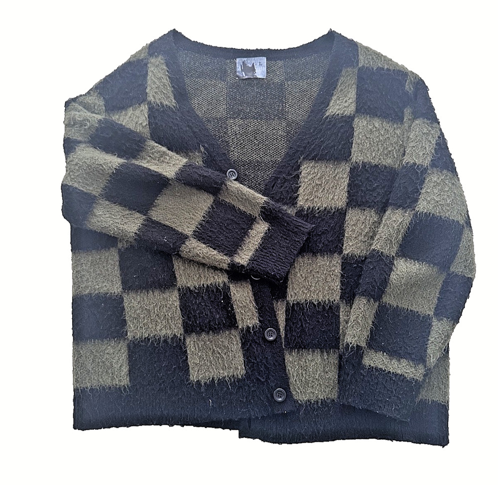 Basketcase Checkered Cardigan